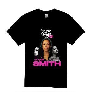 Black Graphic T-Shirt with Pink and White Print Jorja Smith